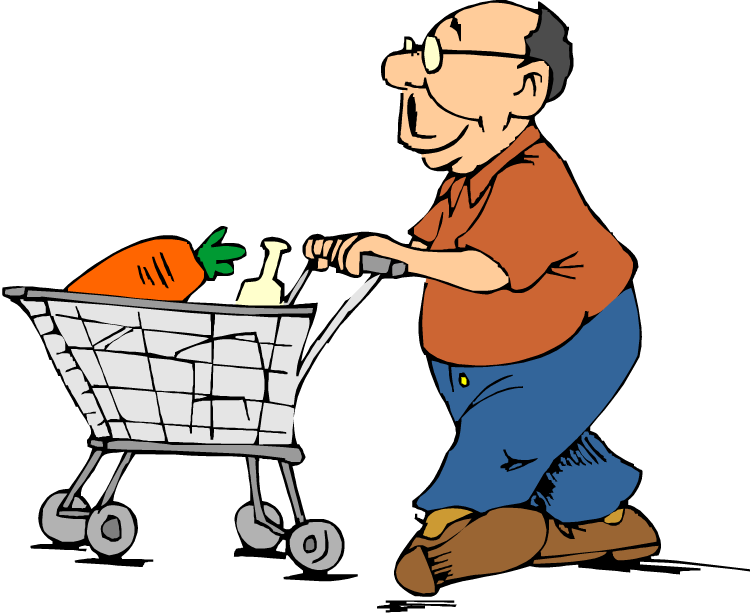 Shopping trolley clipart man.