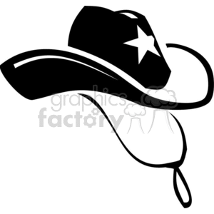 Black and White Old Western Sheriff Hat clipart. Royalty.