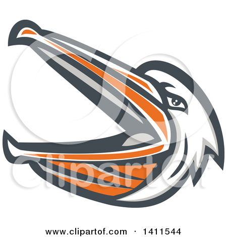 Clipart of a Retro Mad Pelican Bird with an Open Beak.