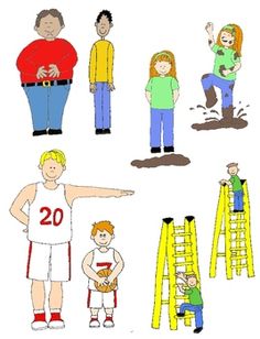 Kids in Action: Opposites Clip Art 2 48 PNGs of Illustrated.