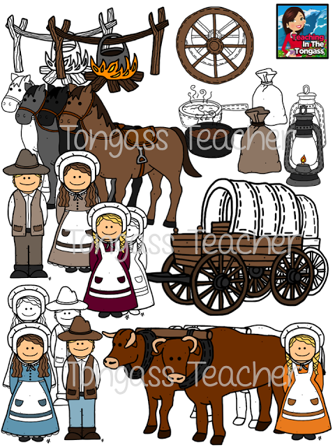 pioneer oregon trail clipart bundle.