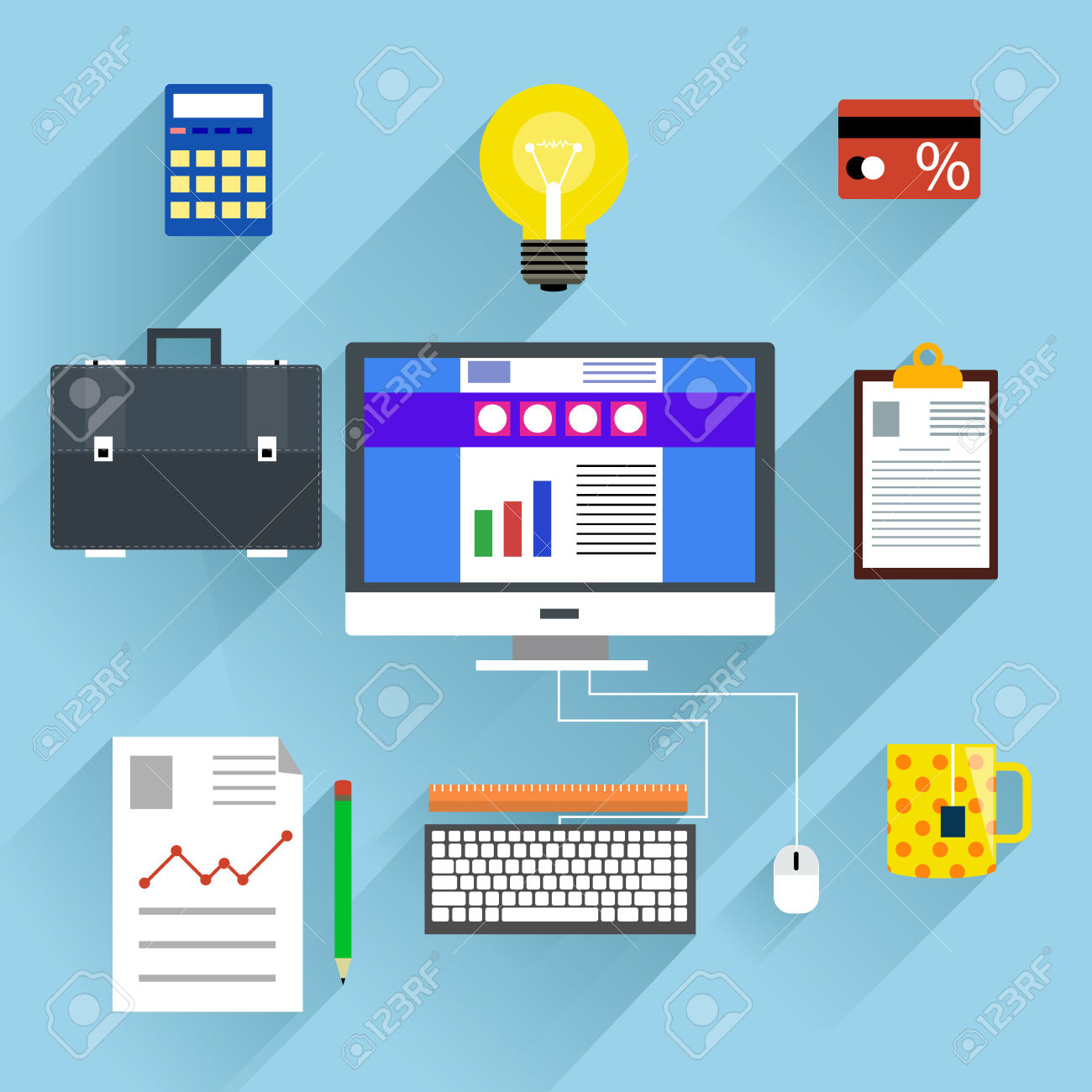 Organized computer desktop clipart.