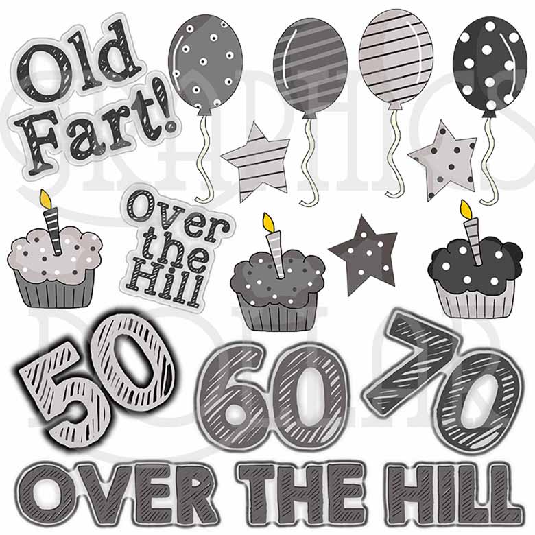 Over the Hill Birthday Clip Art.