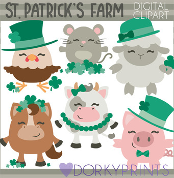 St Patrick's Day Farm Animal Clipart.