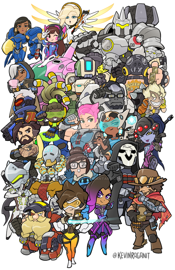 Overwatch Heroes groupshot by Kevin Raganit. Teepublic www.