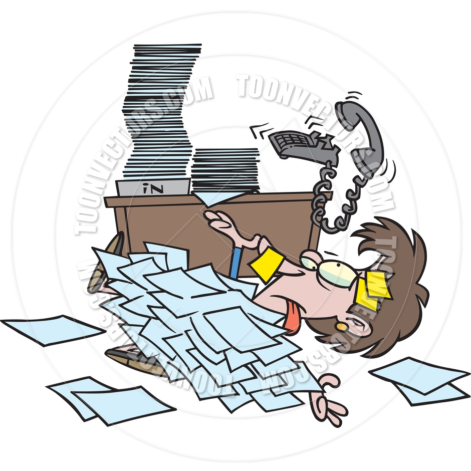 Overwhelmed Student Girl Clipart.