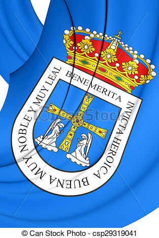 Drawing of Flag of Oviedo City, Spain..