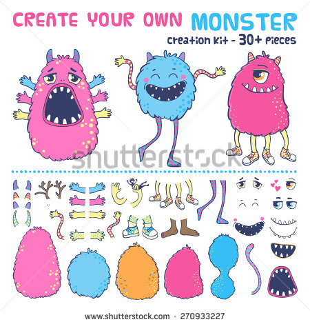 Monster Creation Kit Create Your Own Stock Vector 270933227.