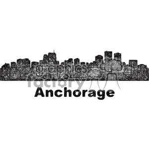 black and white city skyline vector clipart USA Anchorage.