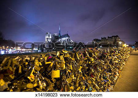 Stock Photo of Love Lock Bridge by Notre Dame x14198023.