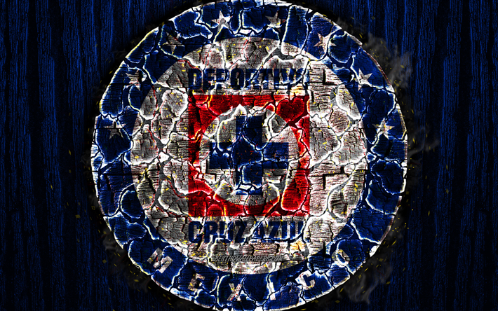 Download wallpapers Cruz Azul, scorched logo, Primera.