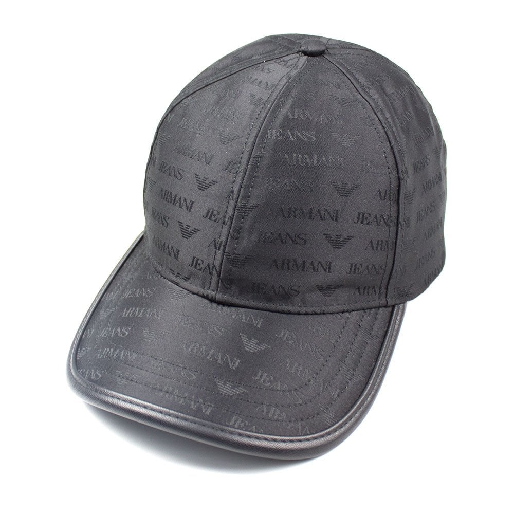 AJ Logo Print Cap Black.