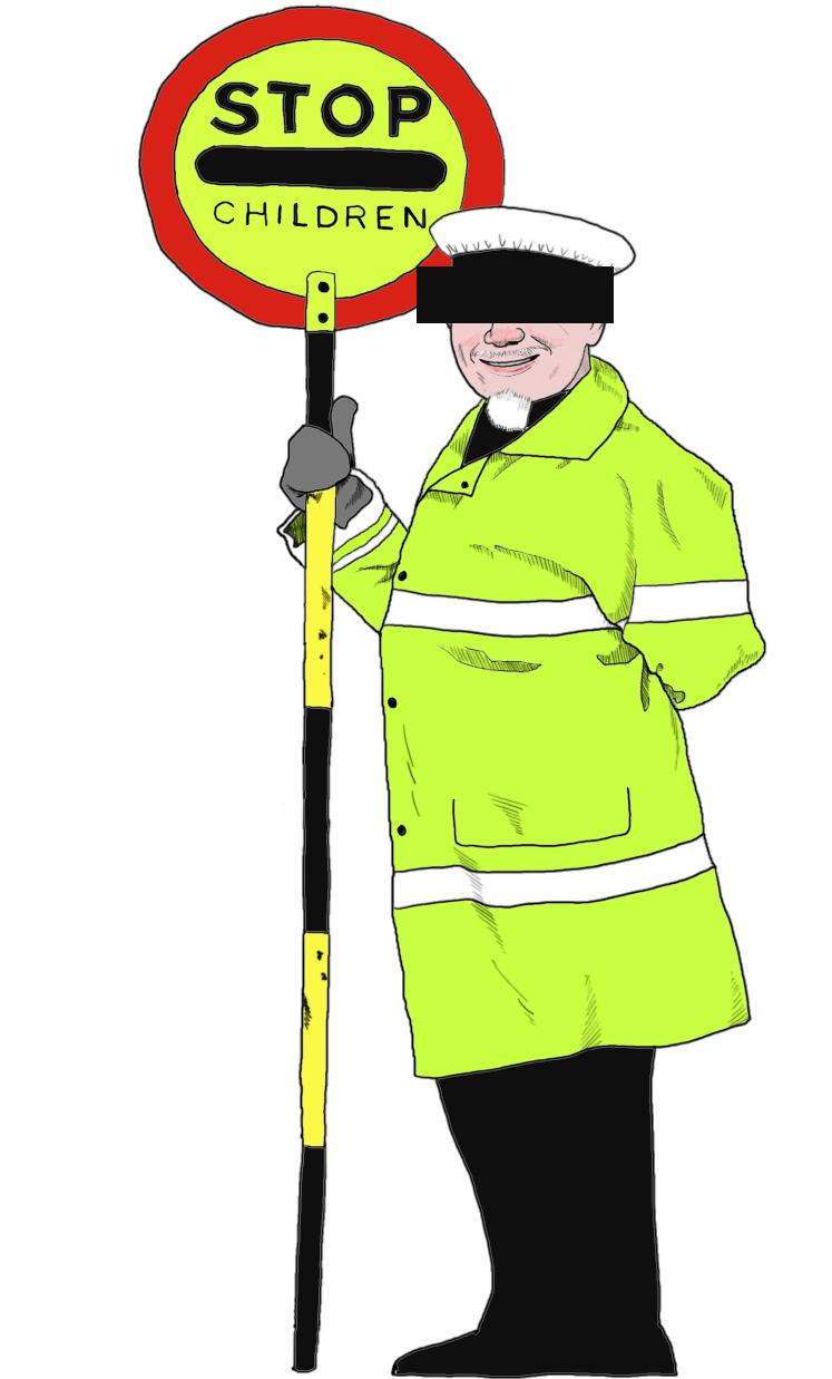 Cartoon lollipop man.