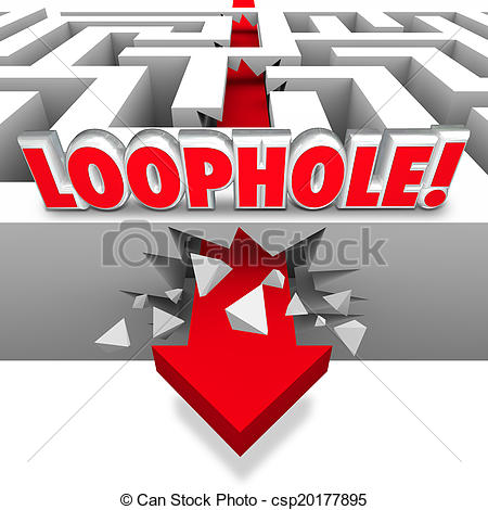 Stock Illustration of Loophole word in 3d letters on a maze with.