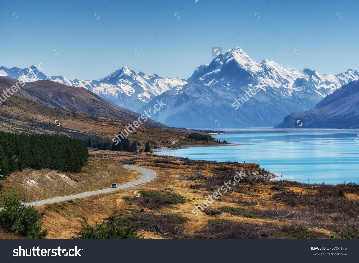 Mount Cook Viewpoint Lake Pukaki Road Stock Photo 376704175.