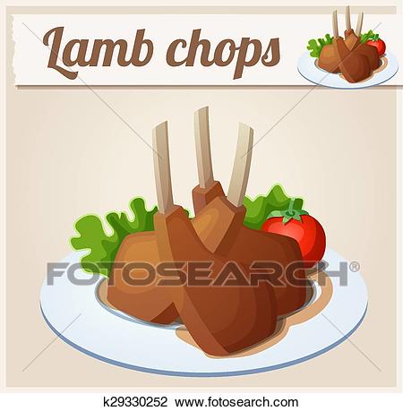 Lamb chops. Detailed Vector Icon Clipart.