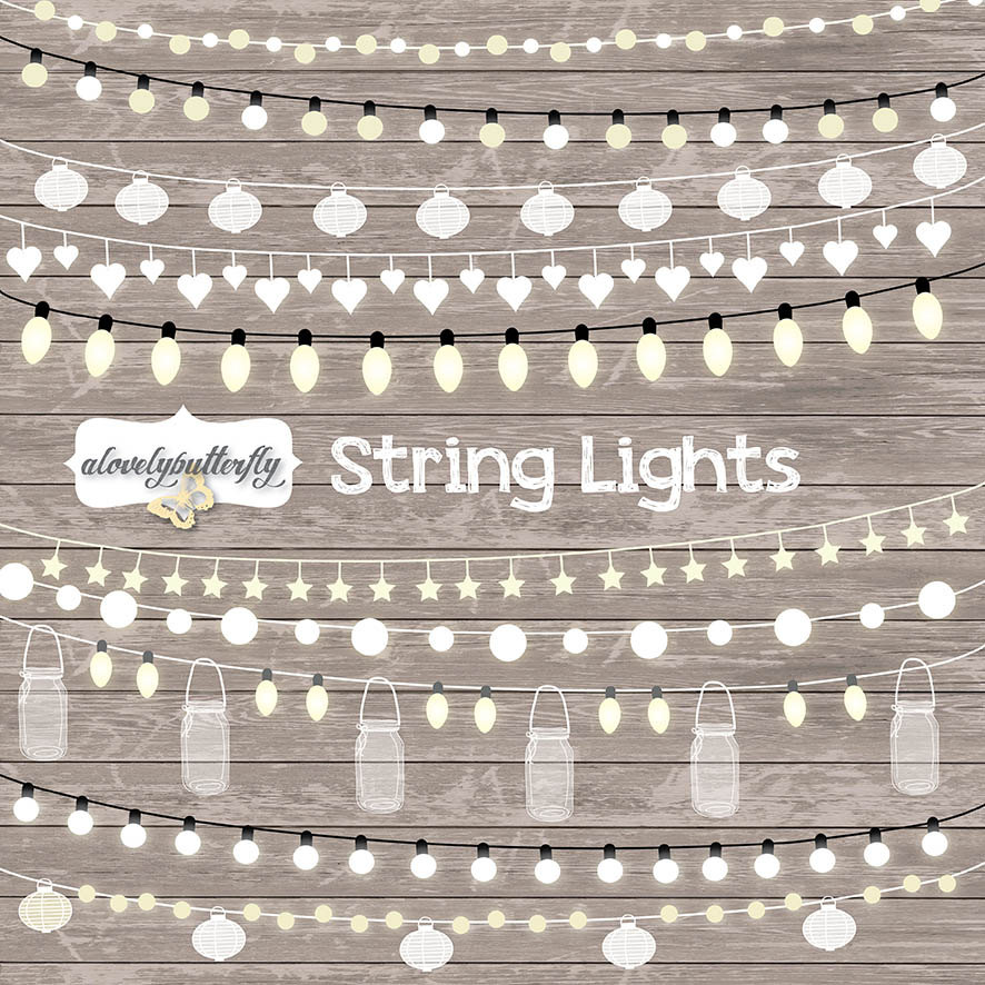 String Lights Clipart, wedding invitation, Clipart lights, Party.