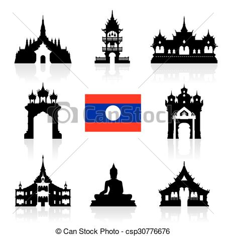 Vectors Illustration of laos Icon Travel Landmarks..