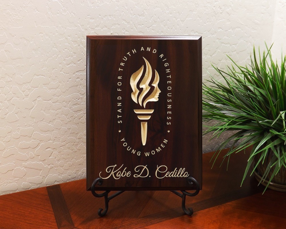 Personalized LDS Young Women Torch and Motto Stand for Truth.