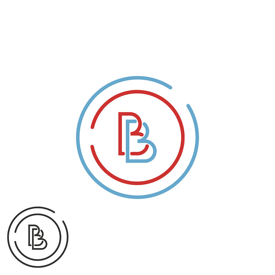 Two Letter B Logo Monogram, Bb Overlapping Imitials Circle Frame by Uasumy.