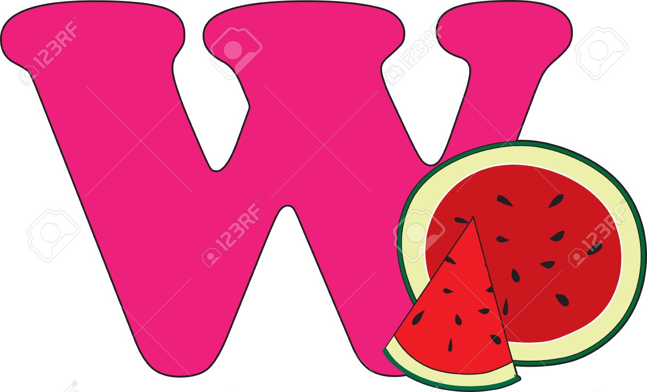 Letter W with a Watermelon.