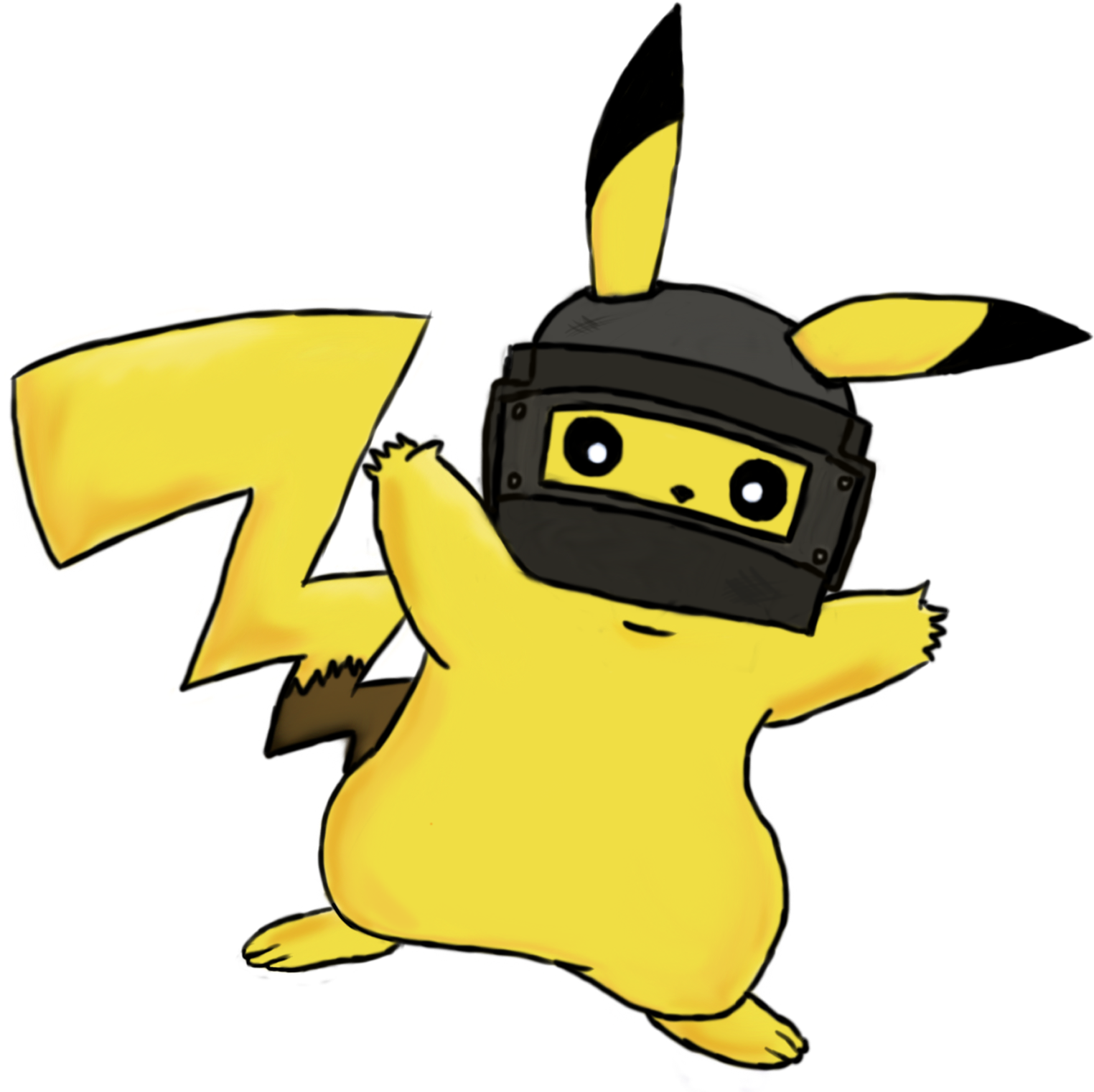 Pikachu With A Level 3 Pubg Helmet.