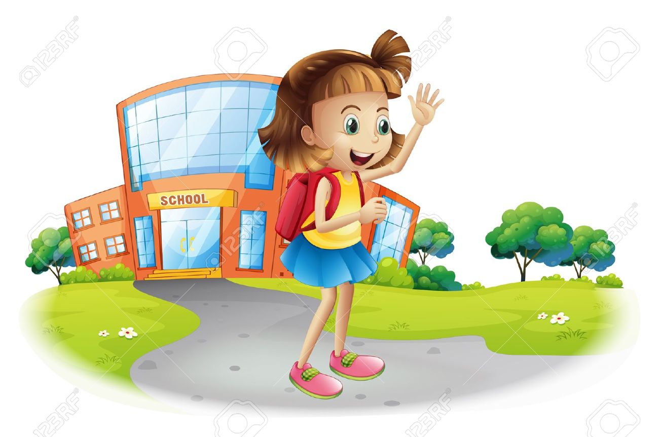 Girl Leaving House Clipart.