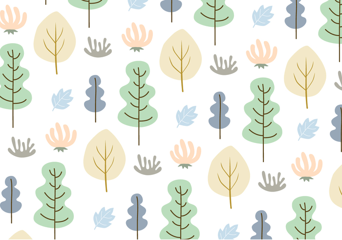 Leaves and trees pattern background vector.