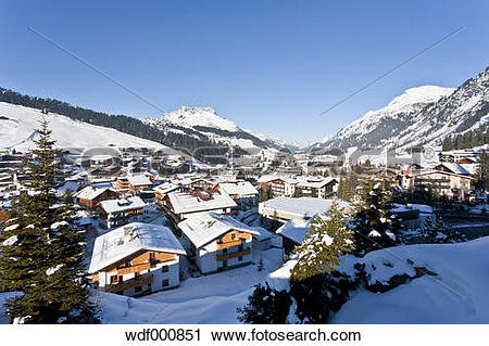 Stock Photography of Austria, Vorarlberg, View of lech am arlberg.