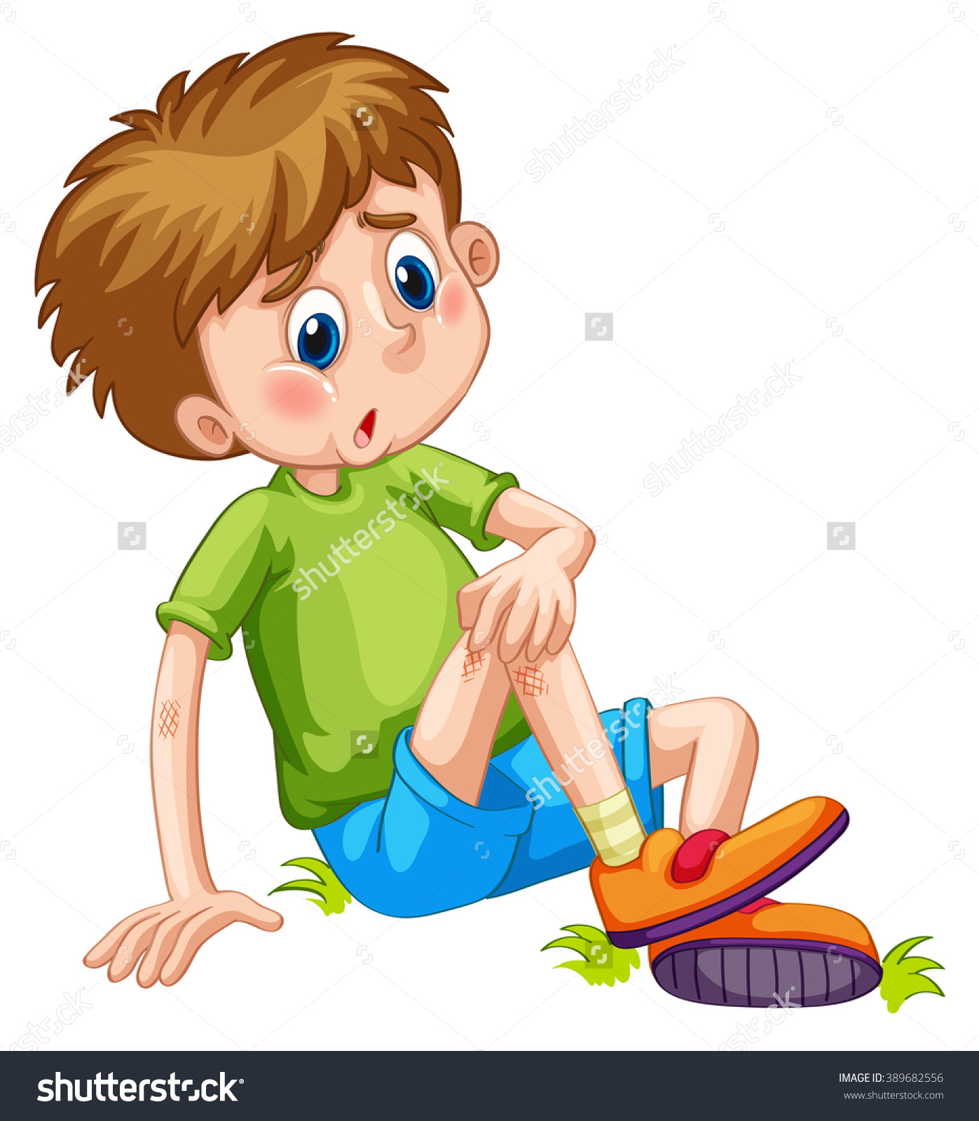 Boy Having Bruises On His Leg Stock Vector 389682556.