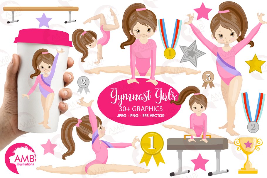 Gymnast Girls Clipart AMB.