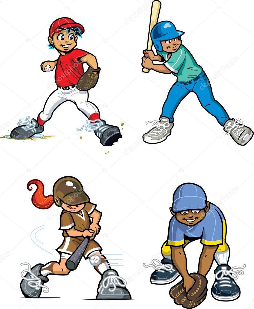 Baseball Little League Players — Stock Vector © KennyK #13341438.