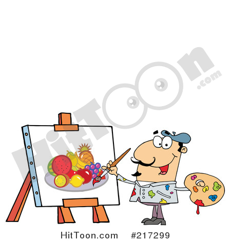 Artist Clipart #217299: Man Painting a Still Life of Fruit on.