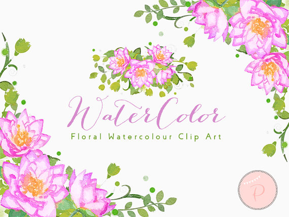 Watercolor Flower, Light Pink Dahlia Clip art, Watercolor Floral.