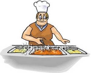 School Lunch Lady Serving Food Royalty Free Clipart Picture.