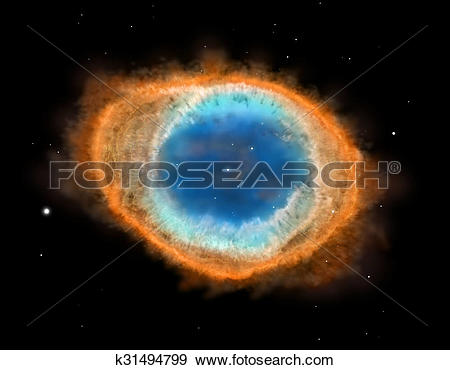 Stock Illustration of Galaxy : Ring Nebula M57, illustration.