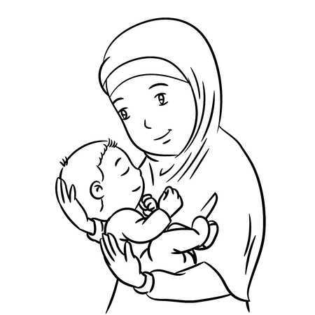 Muslim mother clipart black and white » Clipart Portal.