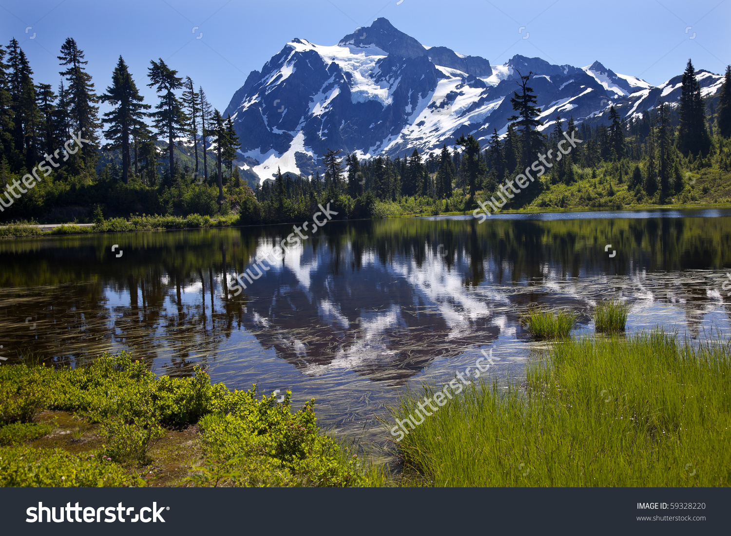 Reflection Lake Mount Shuksan Mount Baker Stock Photo 59328220.