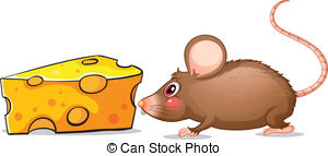 Vector Clip Art of vector color sketch of a mouse and cheese.