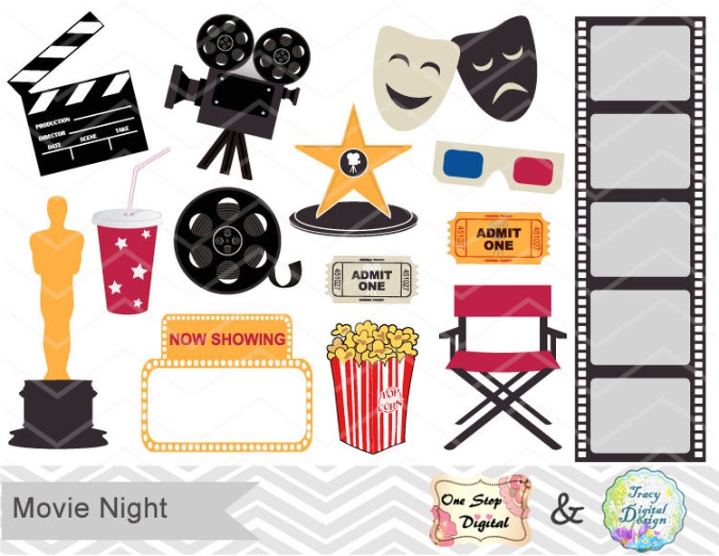 Digital Movie Clip Art Digital Movie Party Clipart Digital Cinema Clip Art  Digital Theater Clipart Digital Hollywood Theme Clip Art 0163.