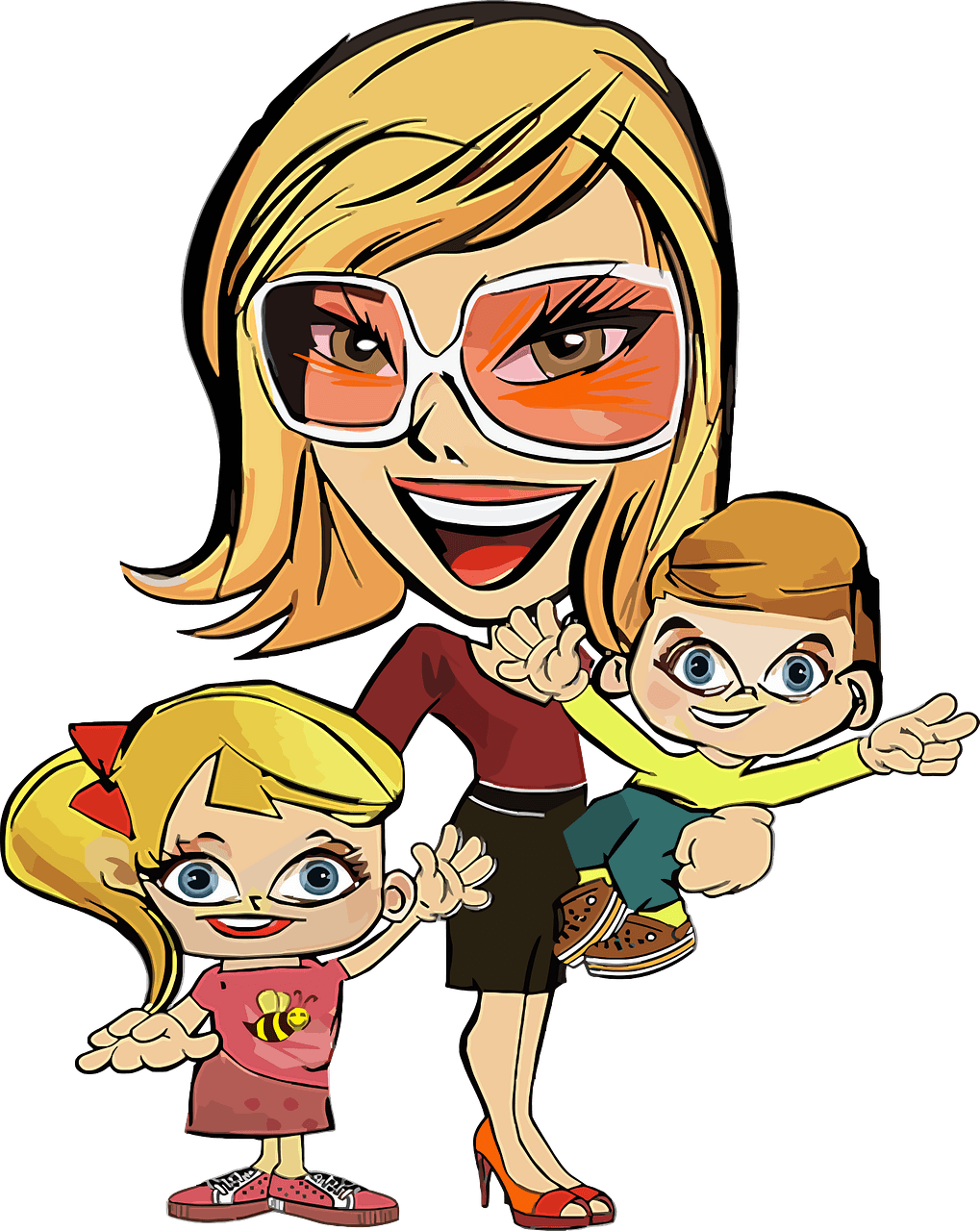 Mom and kids clipart. Free download..