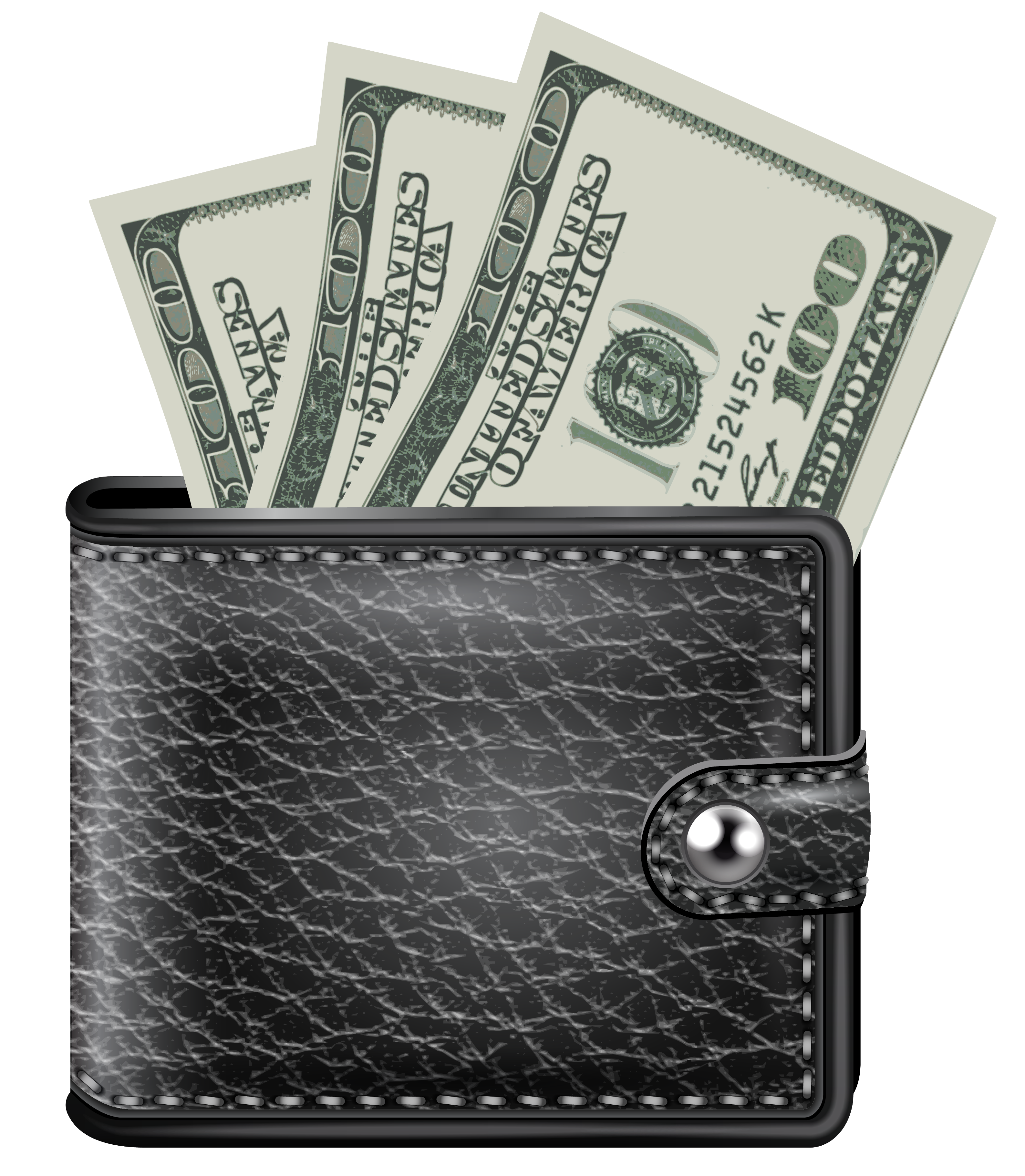 Black Wallet with Money PNG Clipart.