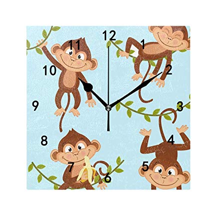 Amazon.com: Isolated Monkey Hanging On Vine Print Wall Clock.