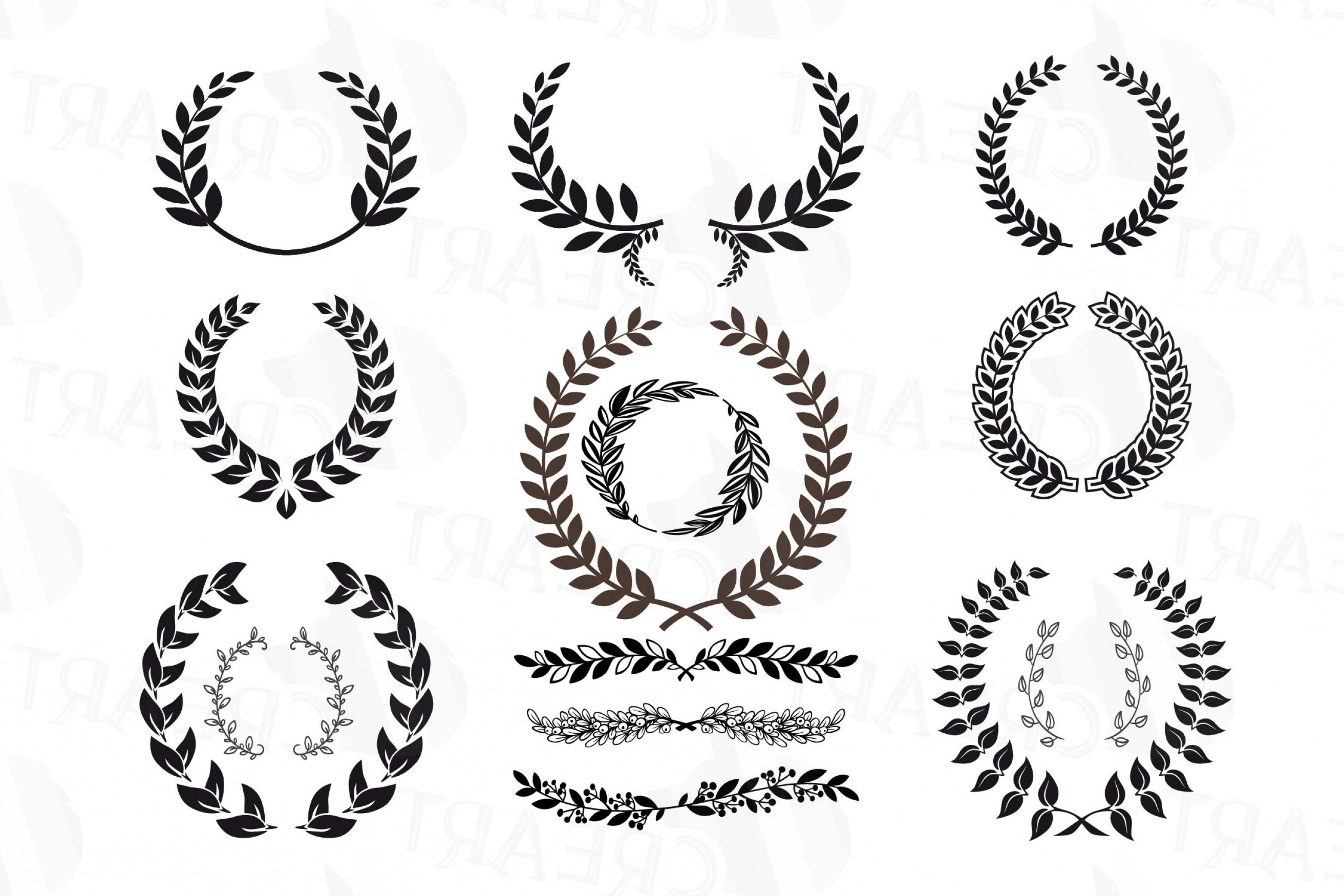 Laurel Wreath Clipart Monogram Frames Silhouette.