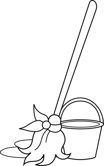 Mop and Bucket Coloring Page.