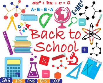 Back to School clipart math science Welcome teacher first day paint book.