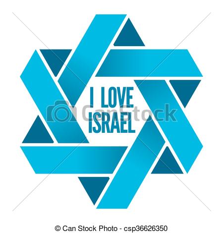 Clipart Vector of Israel or Judaism logo with Magen David sign.