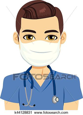 Mask Nurse Male Clipart.