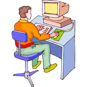 Man at Computer 3 clipart, cliparts of Man at Computer 3.