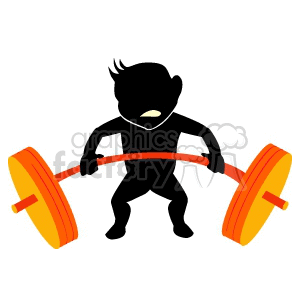 cartoon man lifting weights clipart. Royalty.